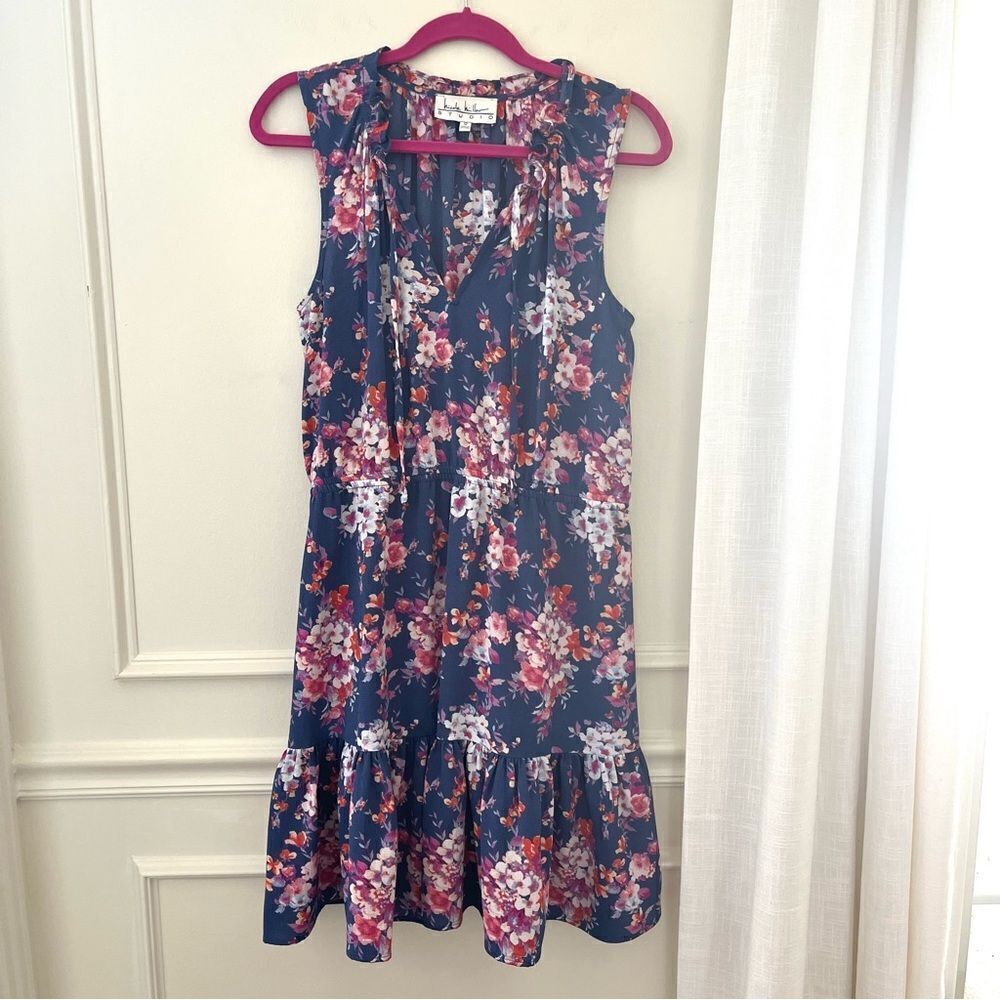 Nicole Miller Floral Sleeveless MIDI Dress With Stretch and Elastic Waist Sz 12